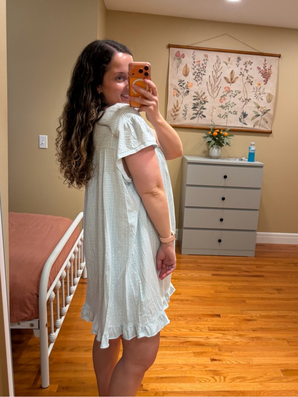 Eileen West Light Blue Smocked Short Sleeve Nigh Gown Dress XL - Picture 3 of 13